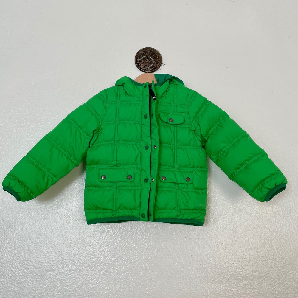 REI Co-op Boys 3T Green Hooded Down Puffer Jacket Quilted Winter Coat